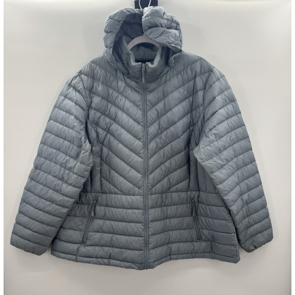 32 Degree Womens 2X Down Puffer Hooded Quilted Zip Pockets Lightweight Gorp Cozy